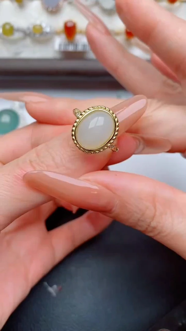 银S925镶嵌戒指翡翠...