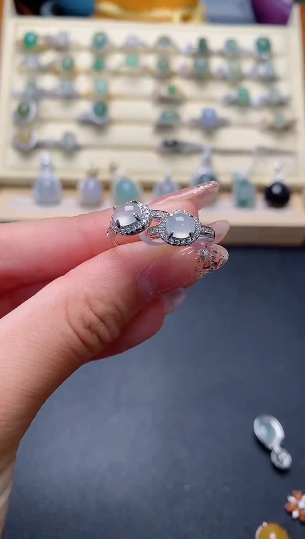 银S925镶嵌戒指翡翠33333+1