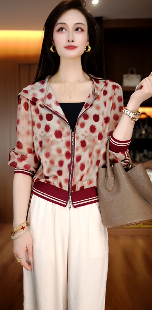 诺诗 夏季琉璃双绉丝套装舒适透气优雅减龄轻奢气质套装V25Z501