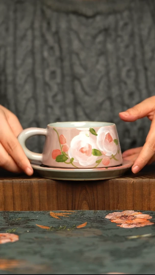 杯釉下彩手工手绘同款陶器