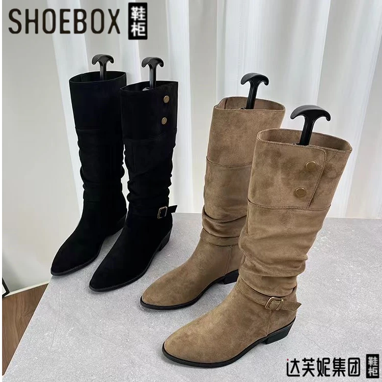 鞋柜时装靴靴子长筒女靴高筒靴不阔腿裤专用鞋子百搭款