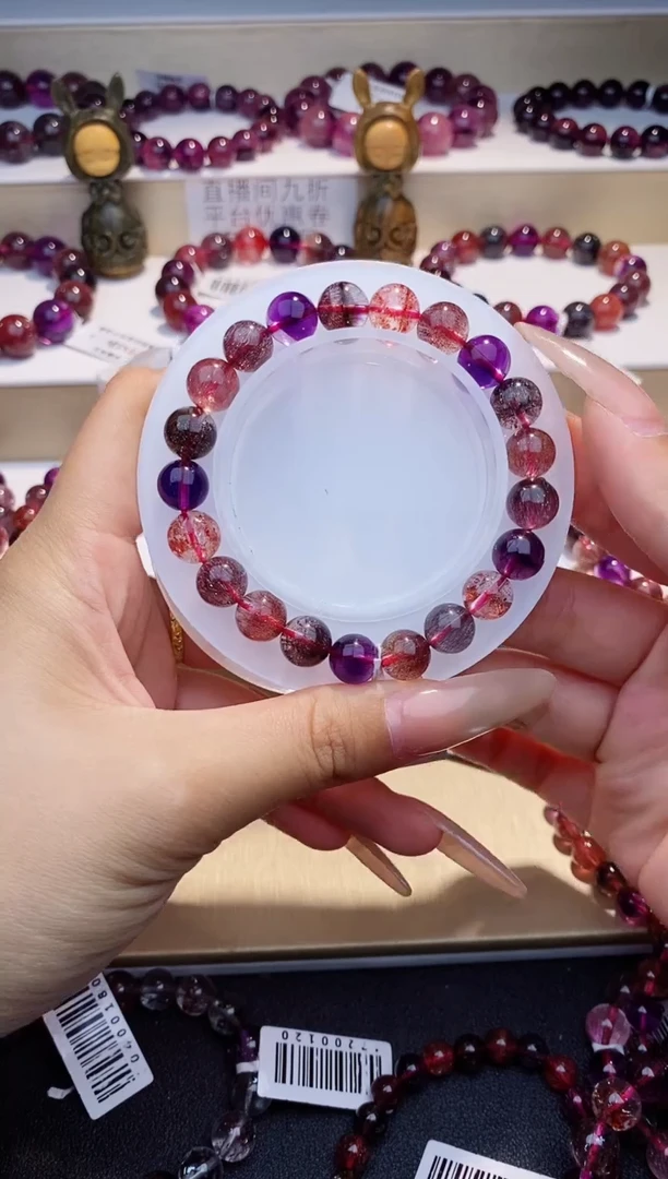 未镶嵌手链水晶黑加仑超七9m+