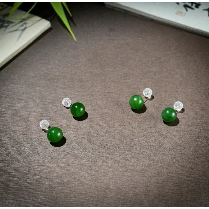 天然和田玉碧玉耳饰 多样性发一 YC2960046