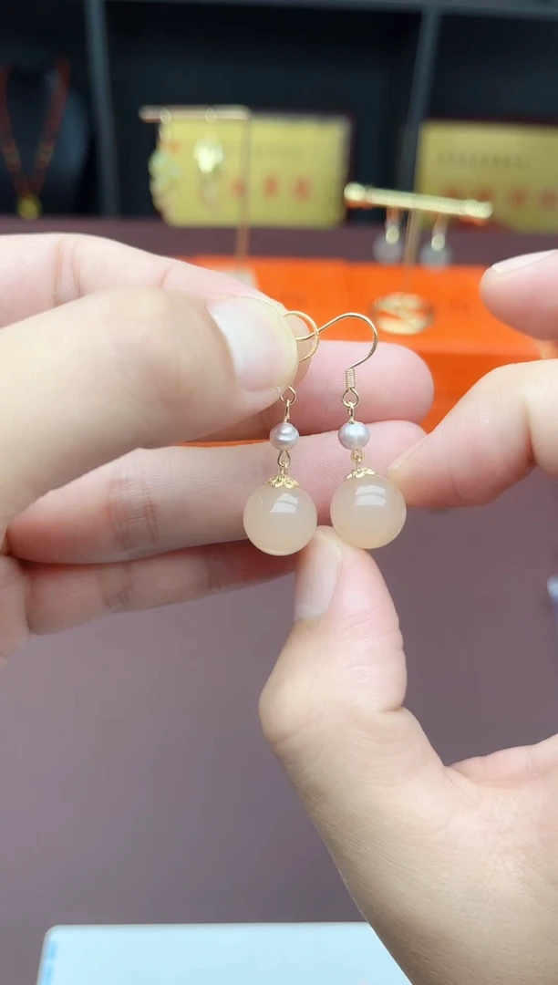 玛瑙/玉髓耳饰银S925镶嵌218000