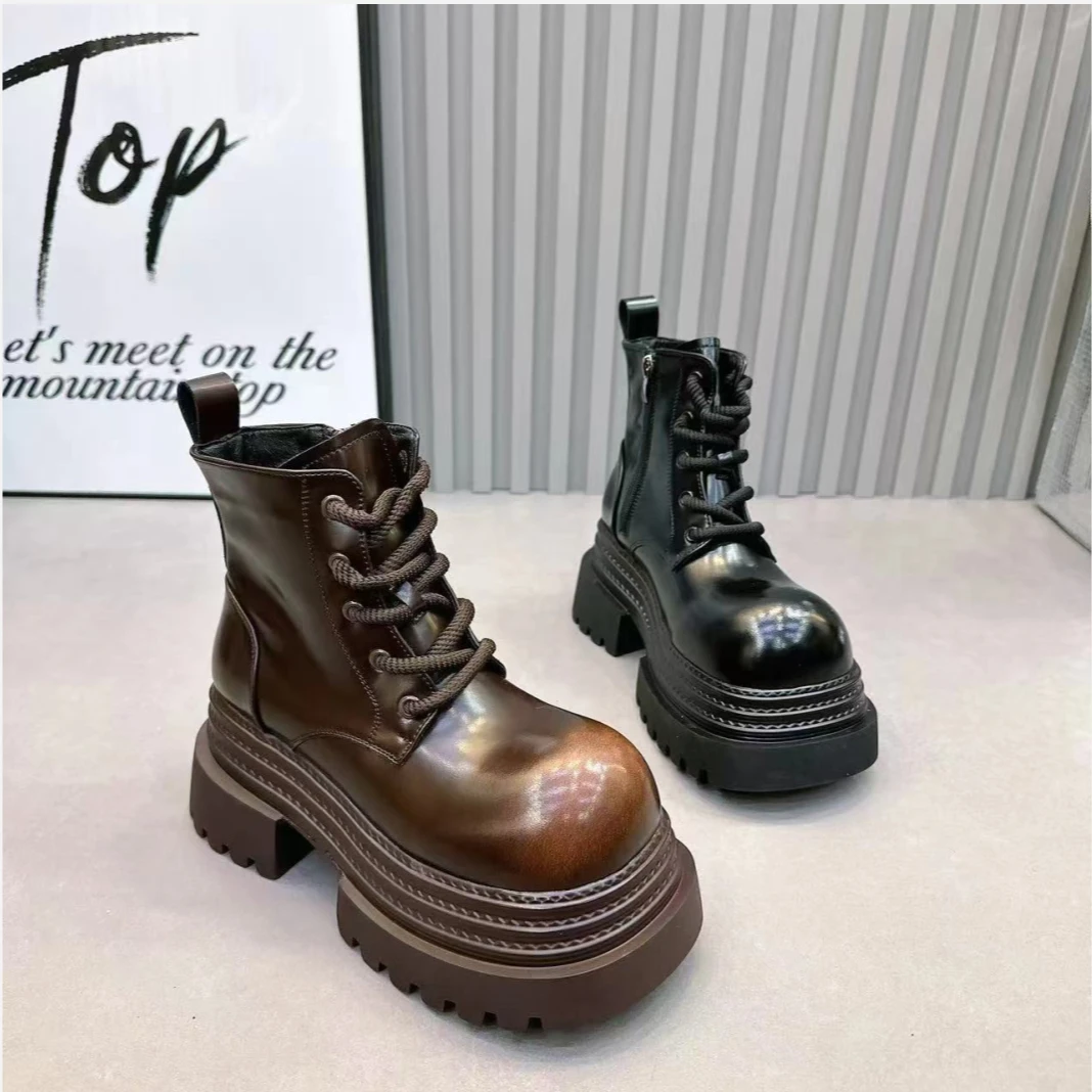 【大白】 理性消费NO退NO换 增高百搭圆头复古短靴女296-10