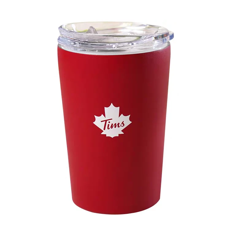 Tims咖啡杯不锈钢带盖保温水杯桌面咖啡杯多用途360ml精致