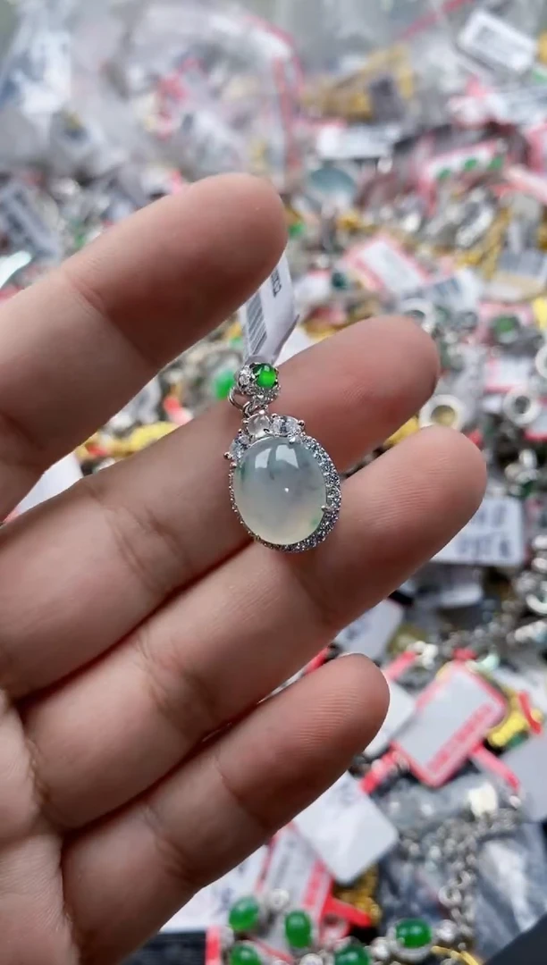 翡翠戒指银S925镶嵌5555---8