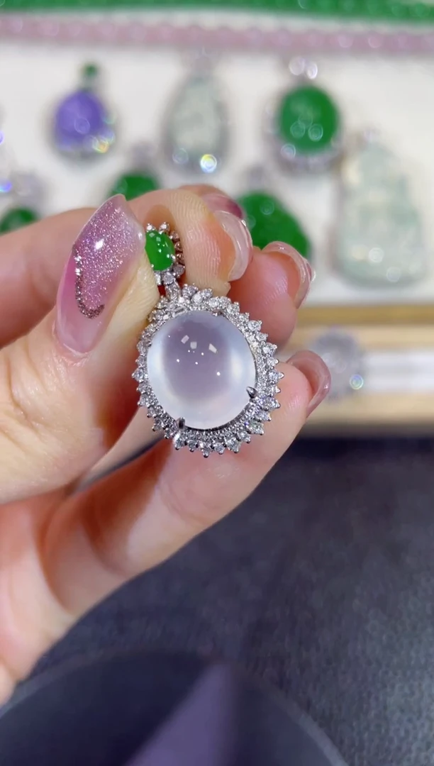 翡翠18K金镶嵌吊坠(不含链)团购47