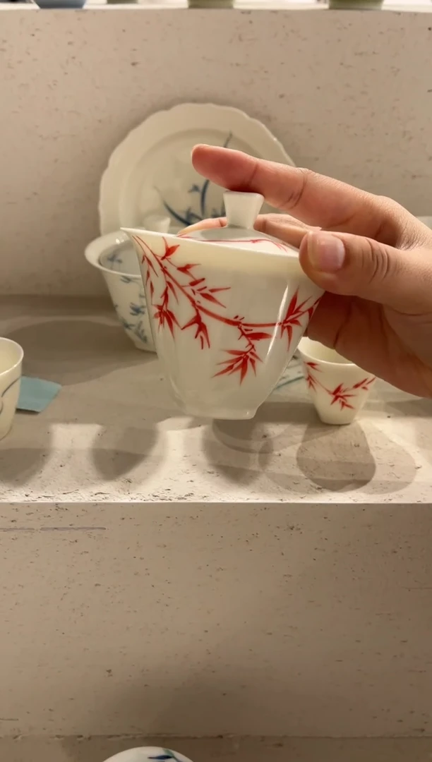 【闪购商品】玉泥-红竹-有方盖碗