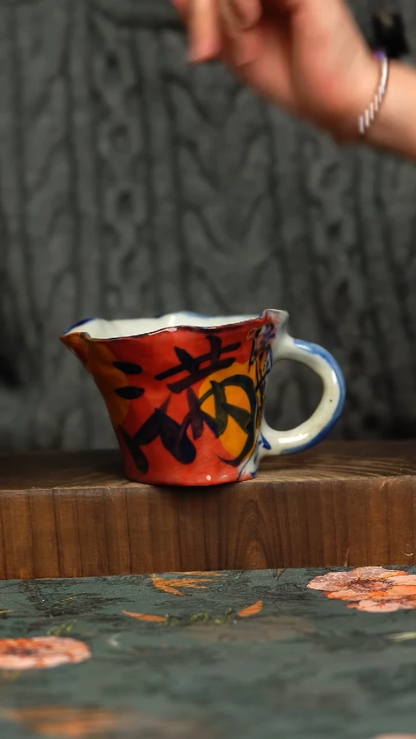 杯釉下彩手工手绘同款陶器
