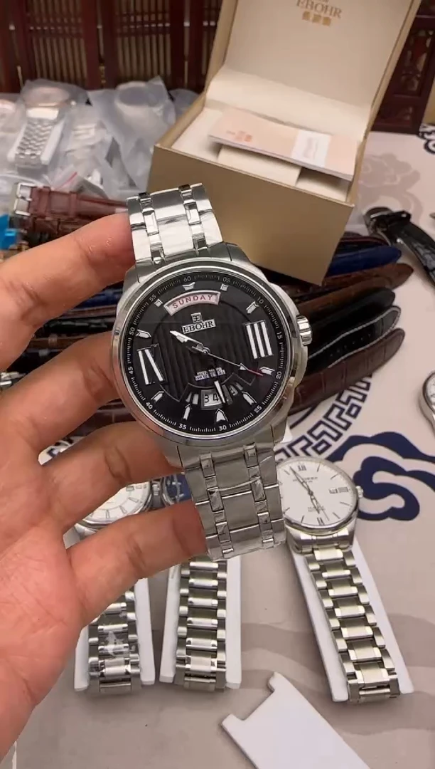 机械机芯精钢精钢依波品牌男士库存全新尾货腕表直播一物一拍