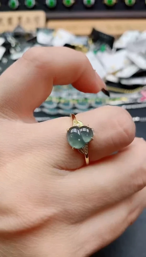 银S925镶嵌戒指翡翠1