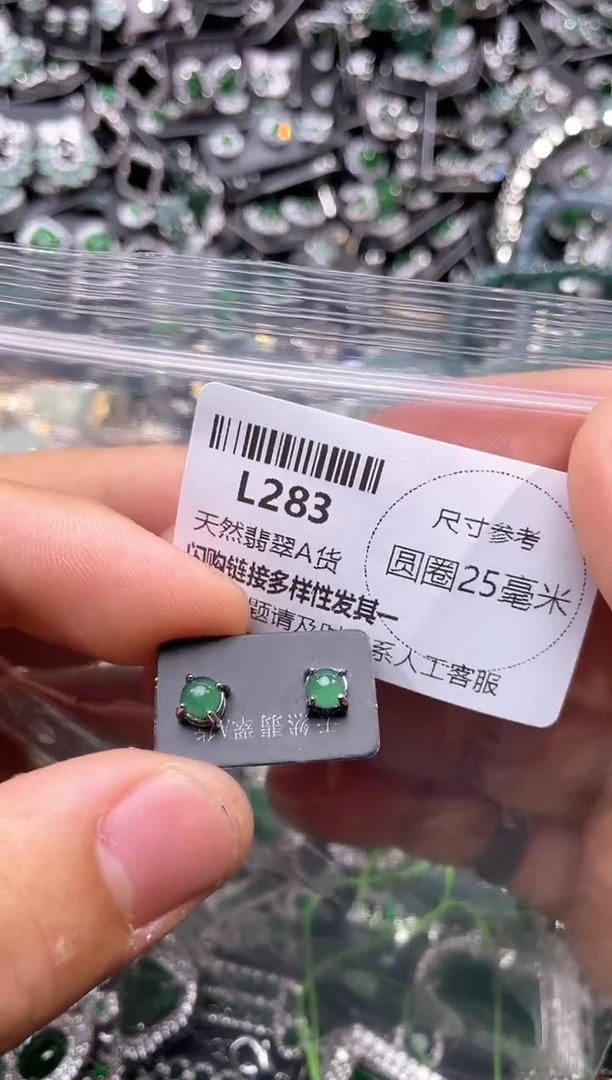 翡翠未镶嵌颈饰L283耳钉