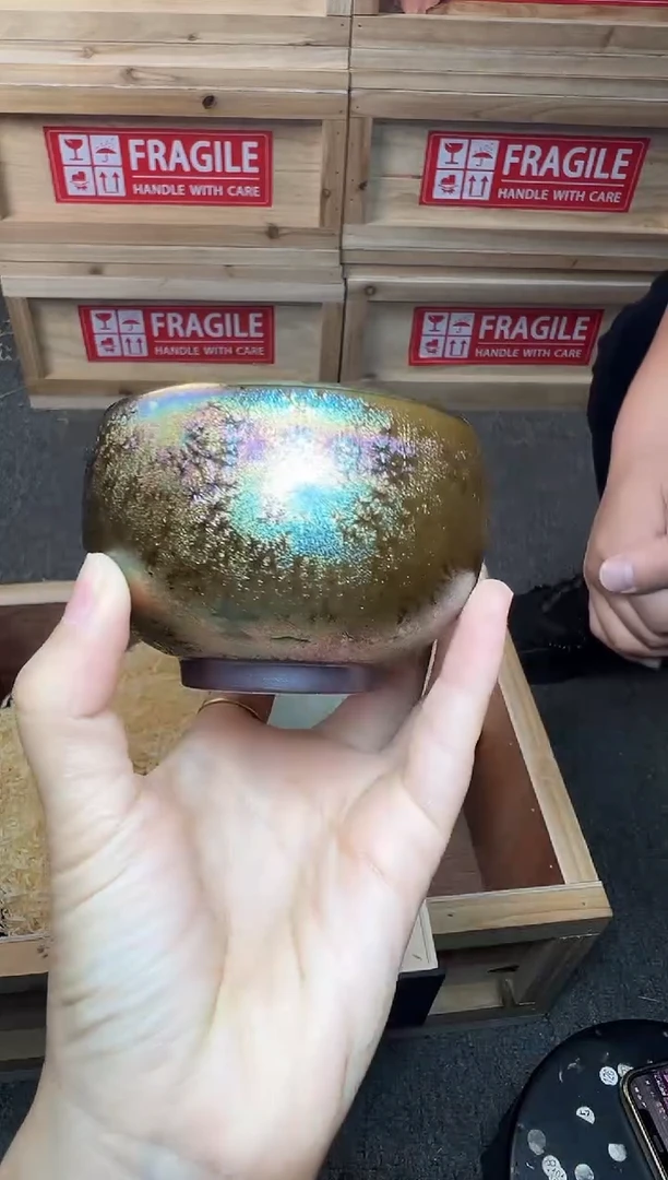 茶盏彩金 建窑建盏主人杯