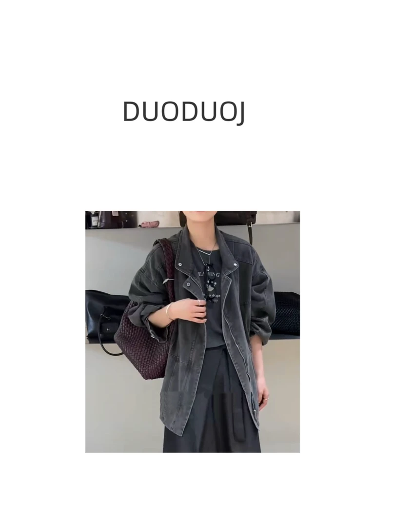 【DuoDuoJ】【牛仔覆盖外套Q2028】韩系休闲百搭设计师网复古外套