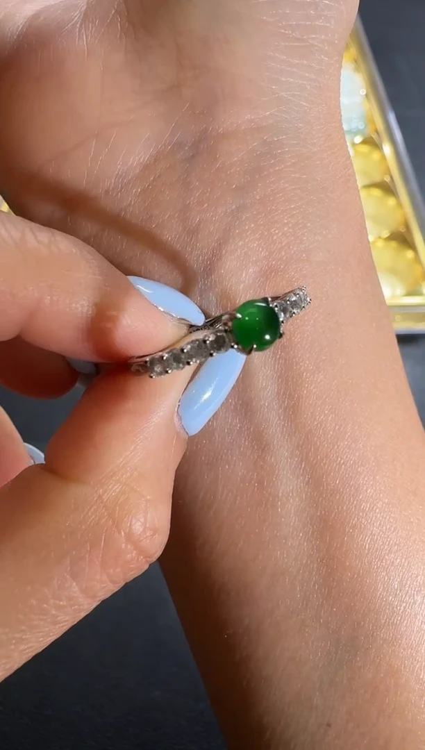 【闪购商品】翡翠戒指18K金镶嵌【源头工厂】钻石镶嵌