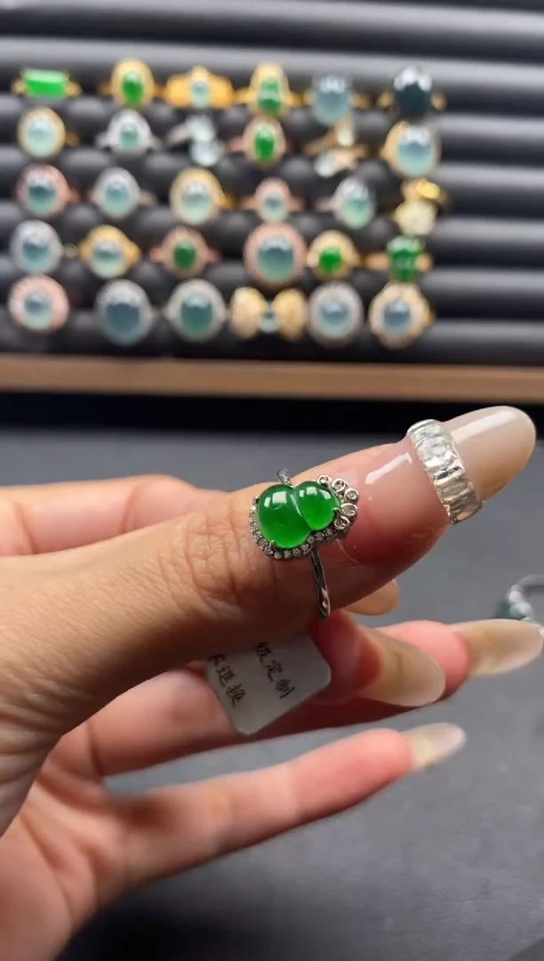 银S925镶嵌戒指翡翠51511