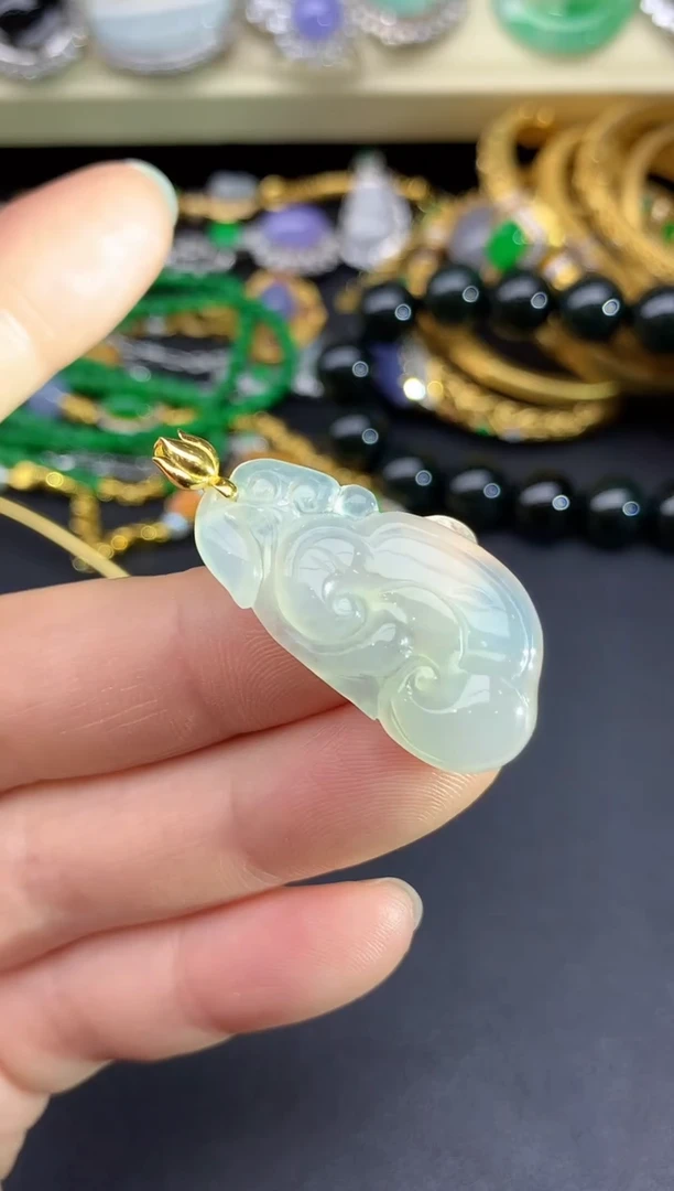 颈饰18K金镶嵌翡翠26-雪姐翡翠天天见