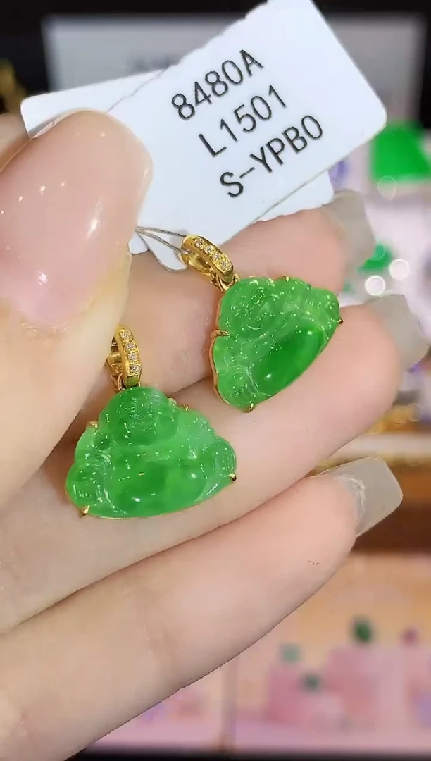 翡翠18K金镶嵌吊坠(不含链)L1501多样性发其一