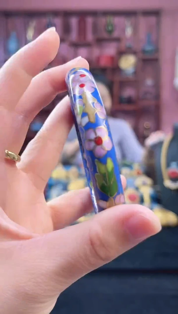 非遗 景泰蓝棍镯 55-60/宽版 湖蓝