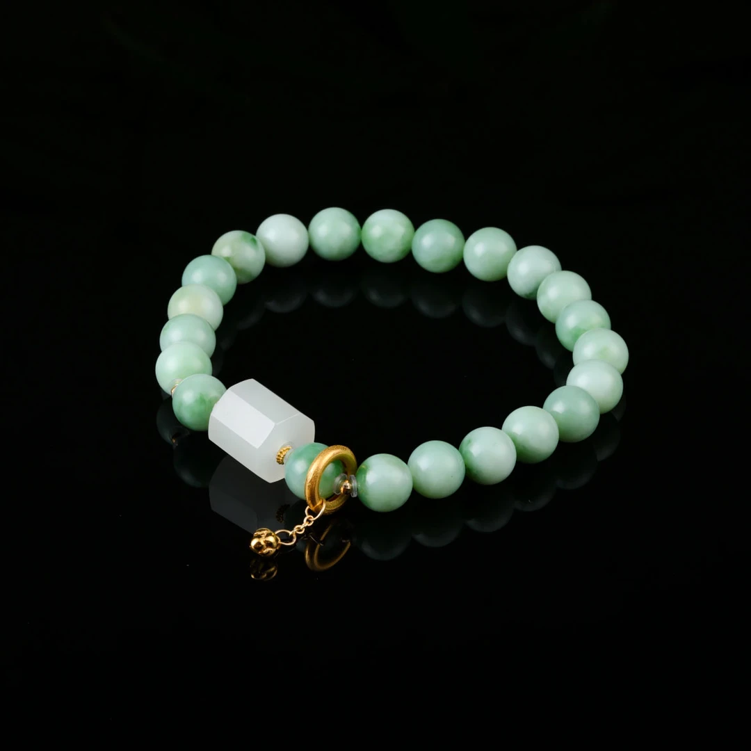 【意婵】《颜如玉》18K金天然高品新疆碧玉和田玉单圈手链-914799