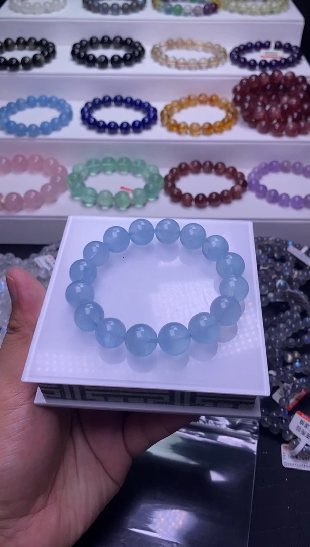 未镶嵌手绳海蓝宝石B****熹13mm海蓝宝