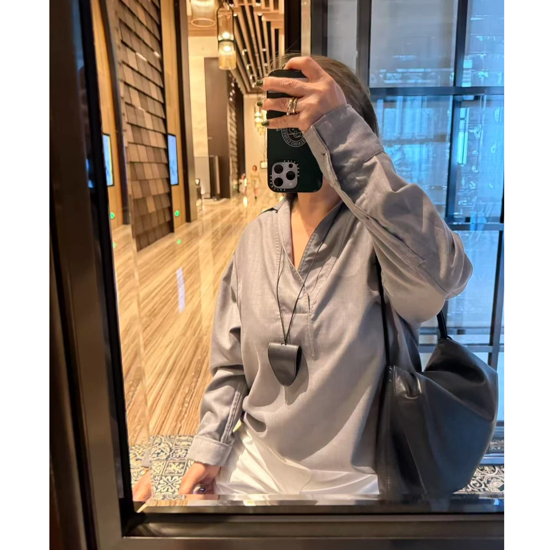 COCOLINDA | ‘威尼斯’简约高级灰色翻领衬衣K3292