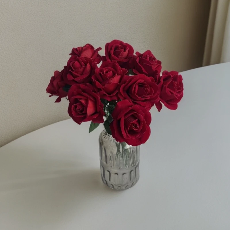 网红瀑布仿真花花绒布玫瑰