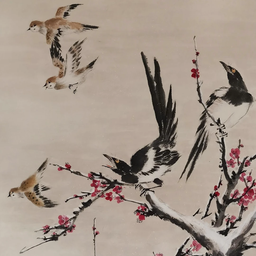 【辽拍】V250709-2-599《花鸟》（2.8平尺）纸本镜片 yy1210t