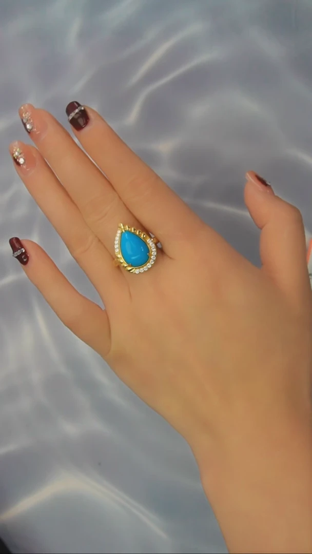 【闪购商品】绿松石戒指银S925镶嵌发货一件