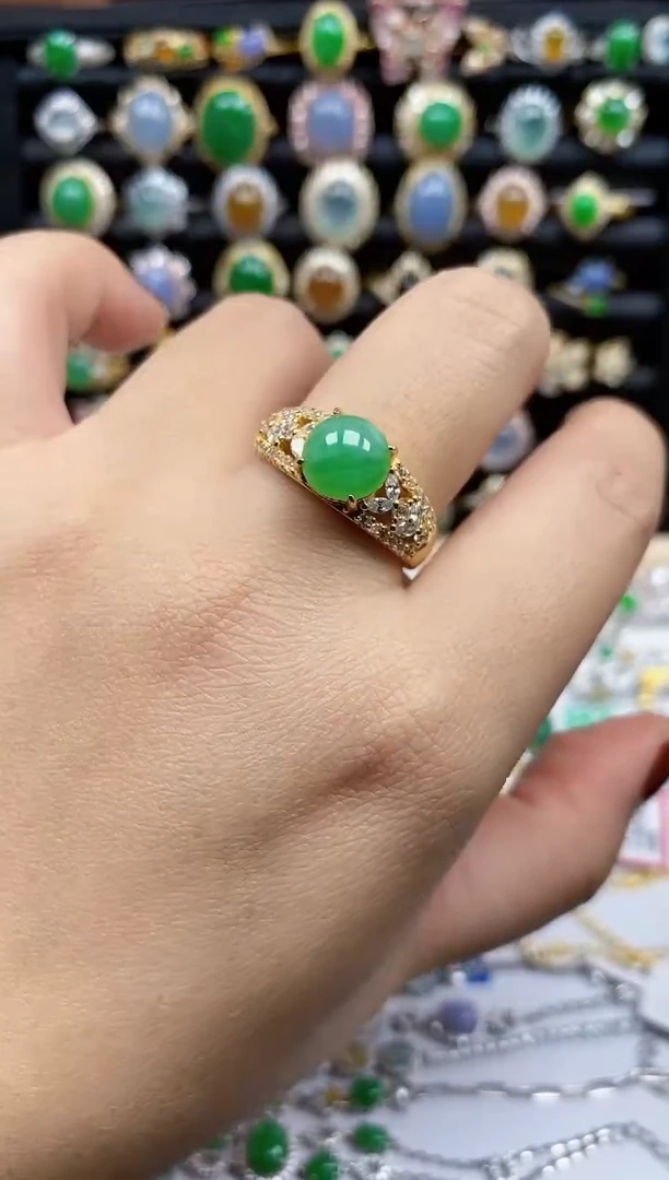 银S925镶嵌戒指翡翠9935