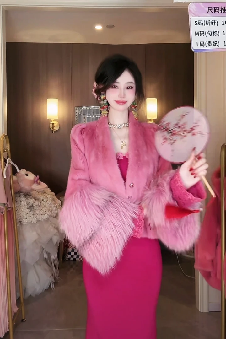 【雅乔定制】美人心计 小母貂狐狸毛冬季保暖草草外套DYJJ-24120723