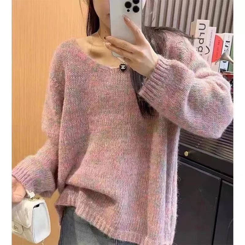 新款早春女装洋气毛针织衫慵懒风毛衣减龄显瘦高级感毛衣1022-1