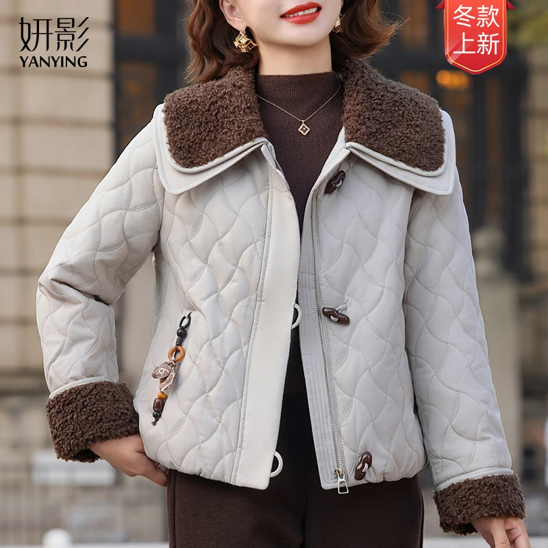 妍影秋冬季宽松翻领棉衣2025年新款保暖洋气百搭韩版时髦减龄外套