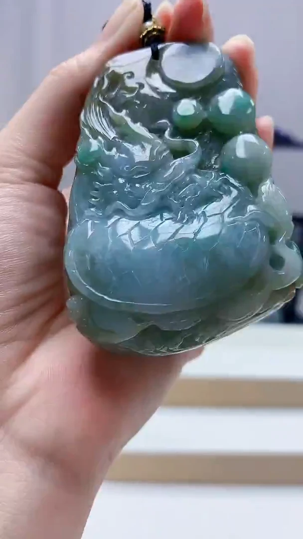 未镶嵌定制翡翠5159zm-毛货挂件80龙牌