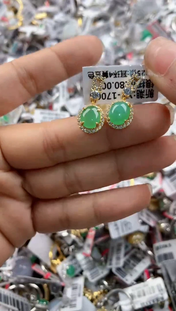 银S925镶嵌戒指翡翠666---8