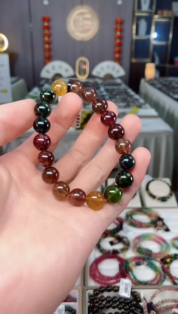 未镶嵌收藏级老矿碧玺单圈手串10mm+碧玺xion多样性发一条