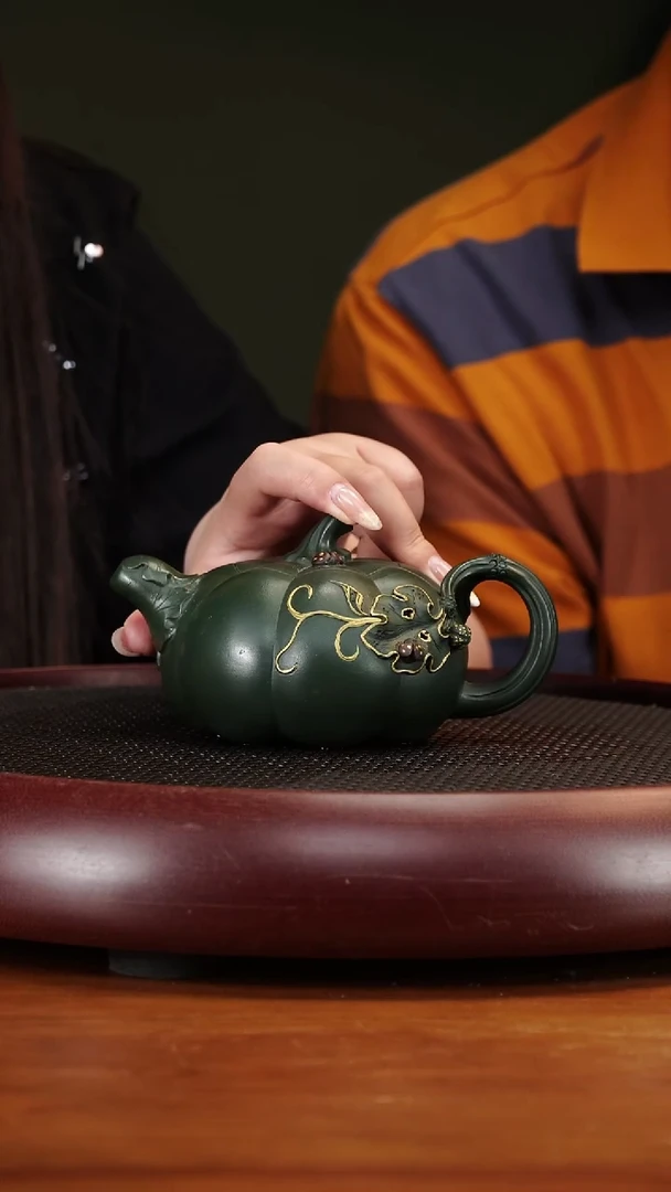 茶壶紫砂20CYL南瓜 鸣远绿泥260cc