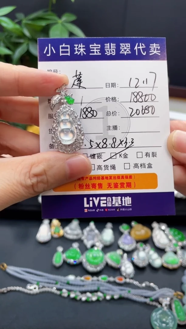 吊坠(不含链)18K金镶嵌翡翠莲**年吊坠