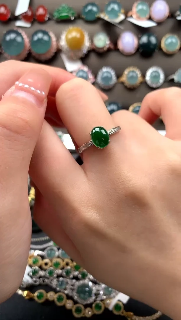 【闪购商品】翡翠戒指银S925镶嵌521421