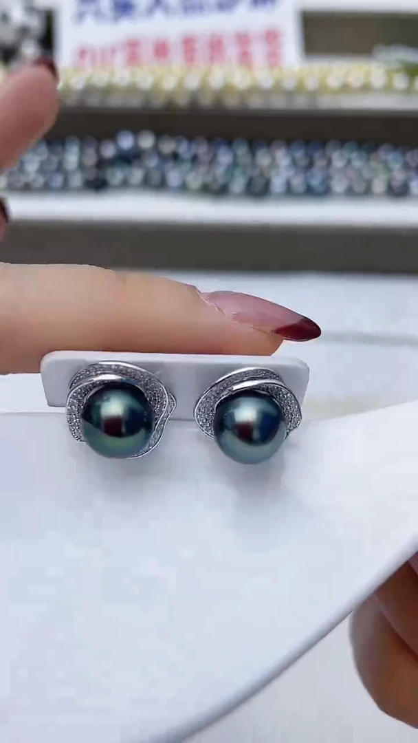 银S925镶嵌耳饰海水珍珠A63