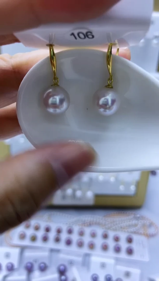 银S925镶嵌耳饰淡水珍珠106