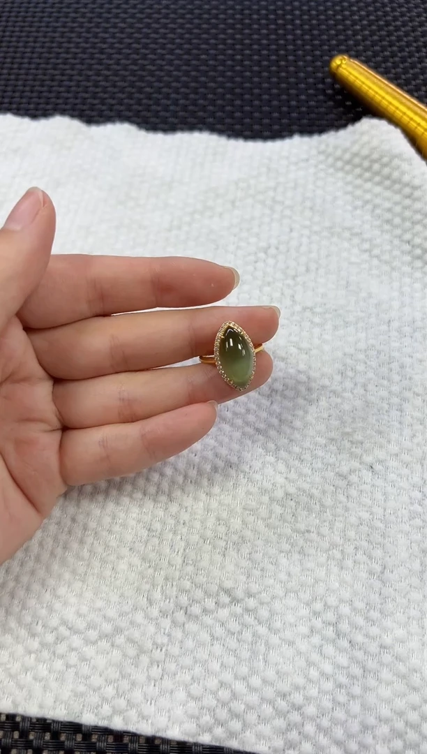 【闪购商品】和田玉戒指18K金镶嵌猫眼戒指（多样性发一件）