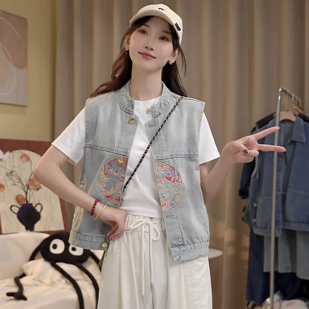 2025新款牛仔马甲女外搭小个子坎肩马夹薄款外套短款无袖背心夏季