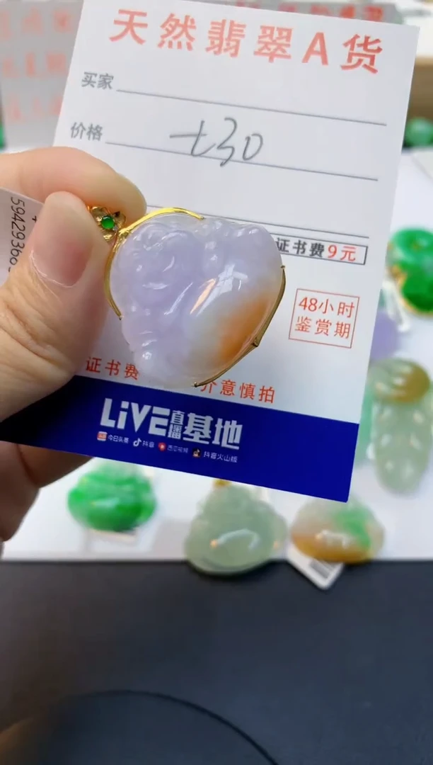 颈饰18K金镶嵌翡翠天然缅甸A货翡翠百元以上9元证书费自理