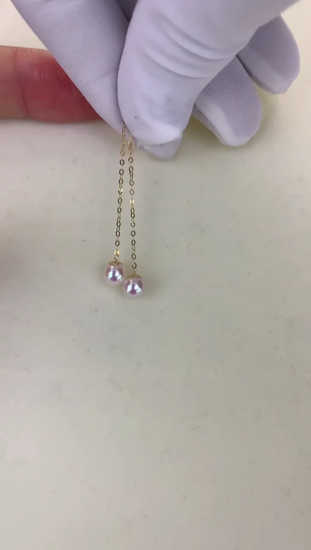 18K金镶嵌DA海水珍珠 GD144 5-6 耳线定制