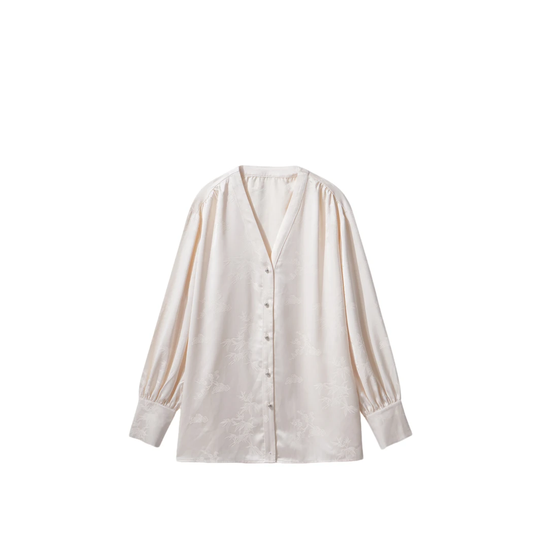 【龙哥专属】C7F10373H 高级国风暗纹提花新中式改良白衬衫