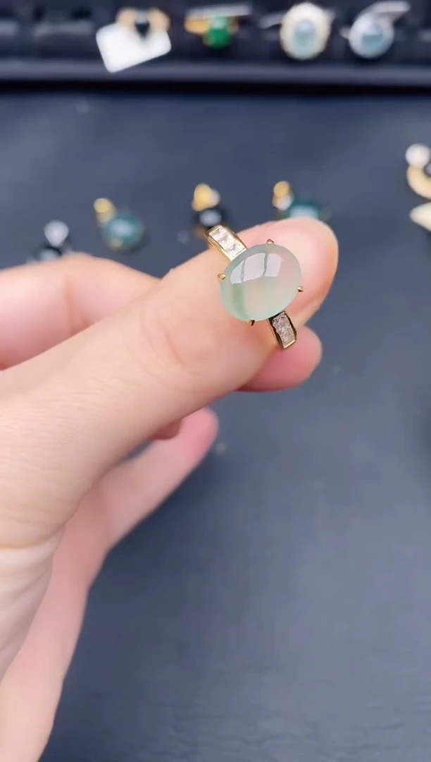 银S925镶嵌戒指翡翠天然a货翡翠460