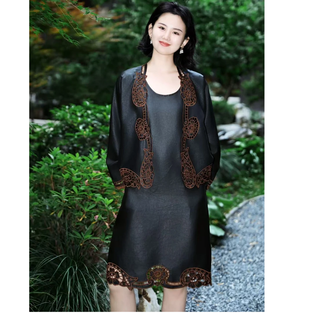 玉兰悠悠夏季新款“锦绣莨绸”香云纱[套装]桑蚕丝非遗国风套装女