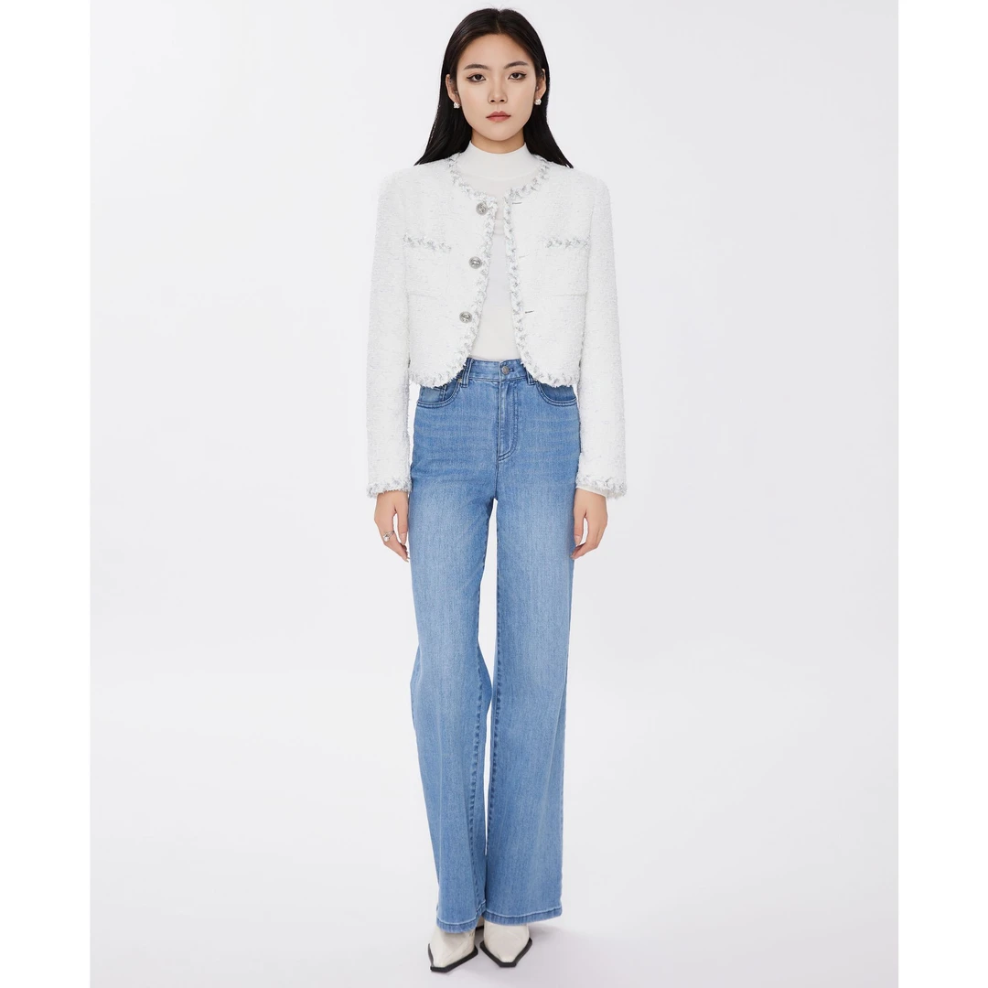 AMASS/阿玛施 千金风小香百搭气质粗花呢圆领显瘦短外套女5400627